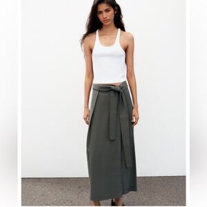 Zara wrap-front midi skirt